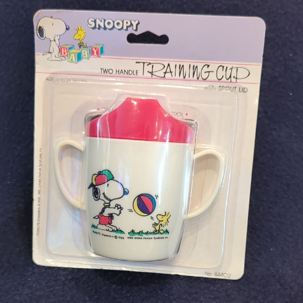 Snoopy Baby Training Cup with Pink Lid